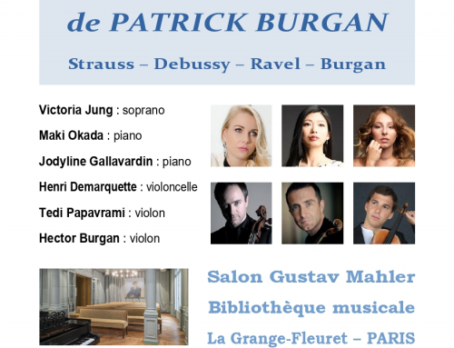 17 avril 2026-Bibliothèque La Grange-FleuretCréation de plusieurs pièces (piano, violon, violoncelle…)Demarquette, Papavrami-Okada-Gallavardin-Jung-Burgan